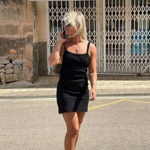 Djerf Avenue Daily Tank Dress Ribbed Black Size XXS